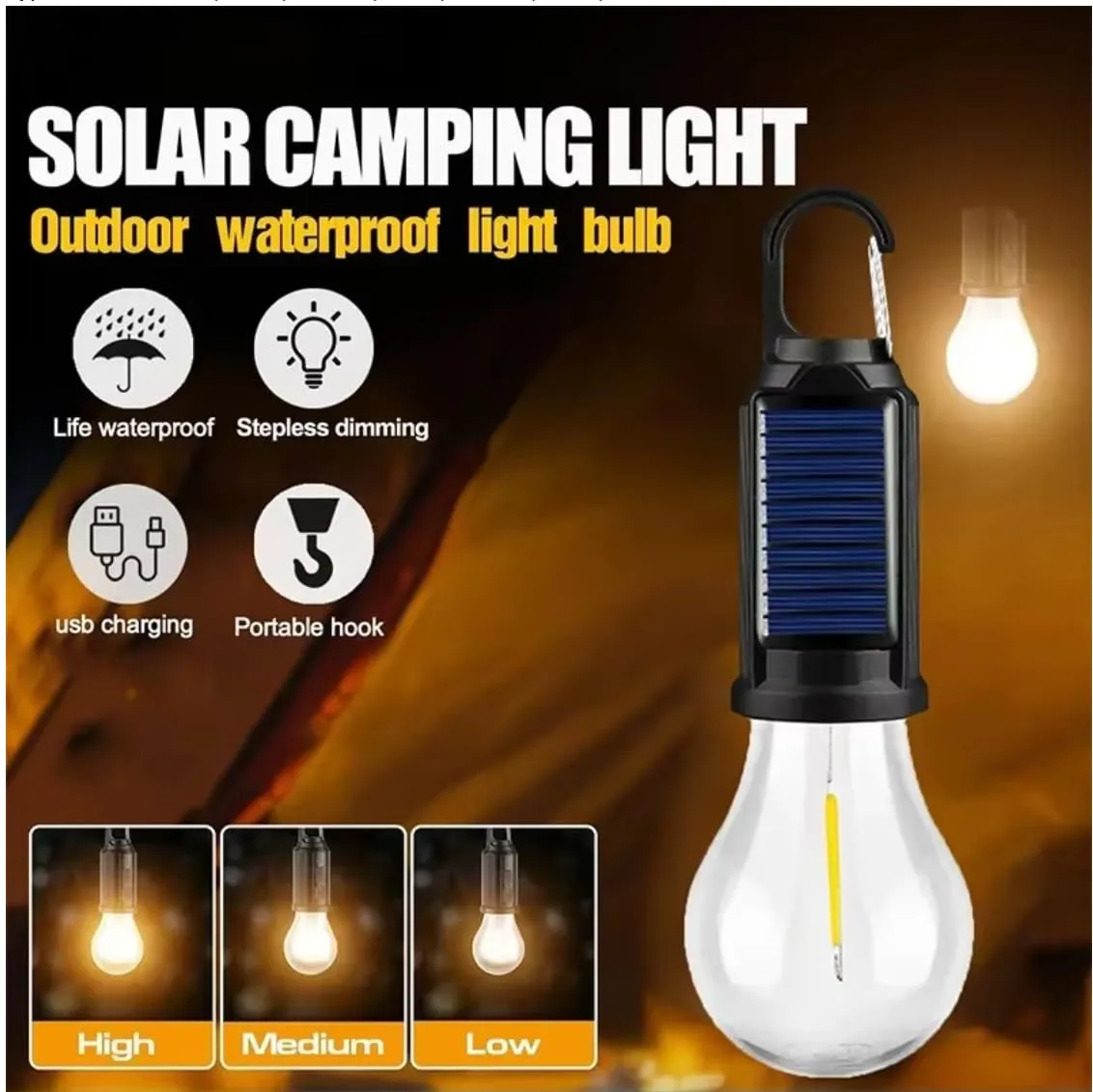Solar & USB Rechargeable Camping Light